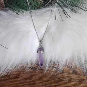 Silver and Purple Pendant Necklace